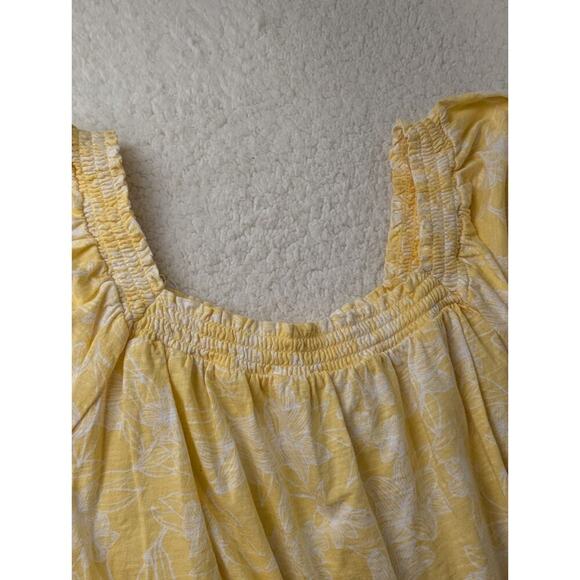 ST JOHN'S BAY PEASANT KNIT SHIRT ladies size OX yellow white floral elastic neck - Picture 6 of 7